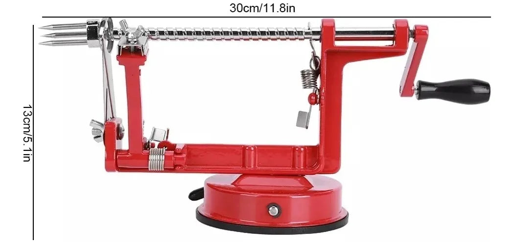 Pelador De Manzanas Y Verdura 3 En 1 Cortador Espiral Manual Rojo