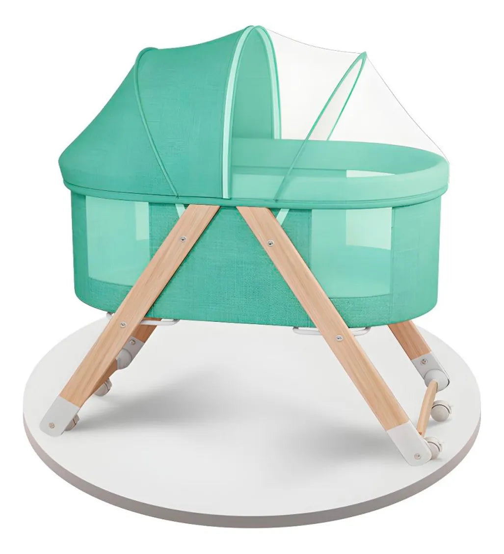 Cuna Corral Bebé Portátil Plegable Mosquitero Y Organizador Color Agua Diseño De La Tela Liso