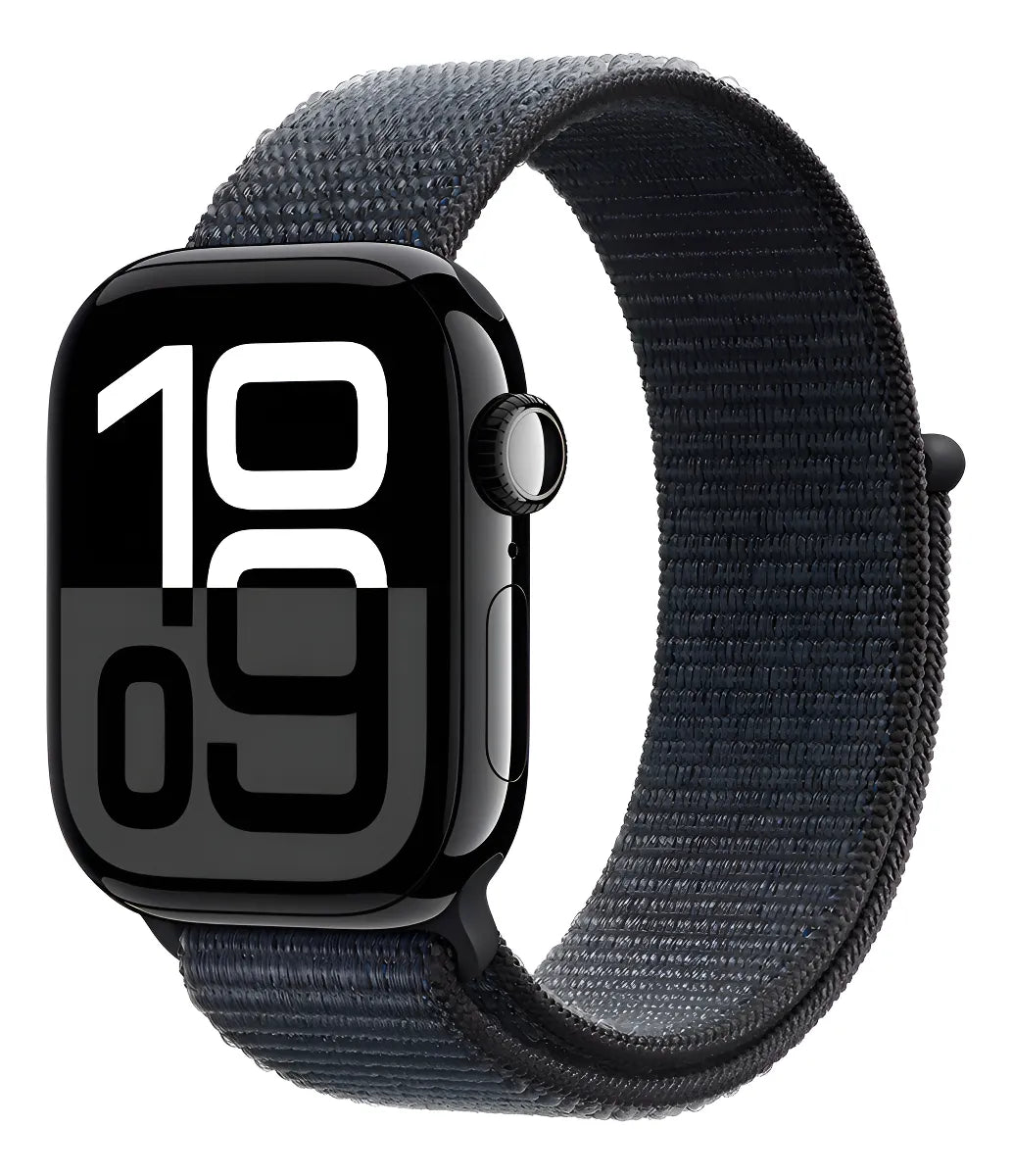Apple Watch Series 10 GPS • Caja de aluminio negro azabache de 42 mm • Correa loop deportiva color tinta
