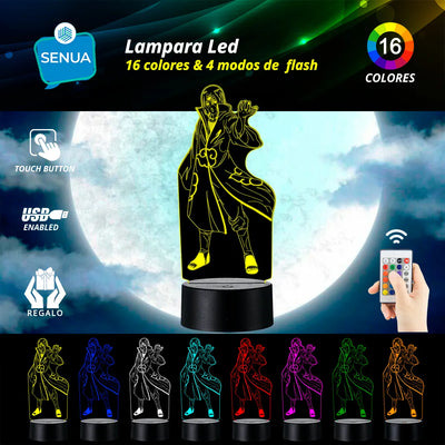 Lámpara Led Naruto Itachi Uchiha Decoración Regalo Holograma - Negra