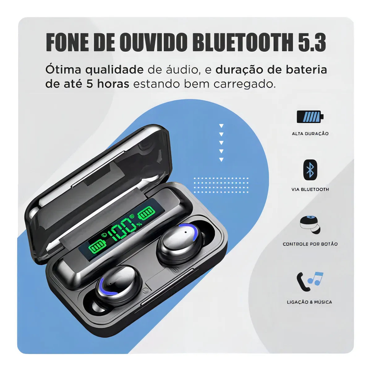 Audifonos Bluetooth Inalambricos Tactiles Led Tws F9-5 Color Negro