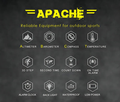 Reloj North Edge-apache Apache Sports Outdoors Digital .. Color de la correa Negro Color del bisel Metal Función Bise Color del fondo Negro