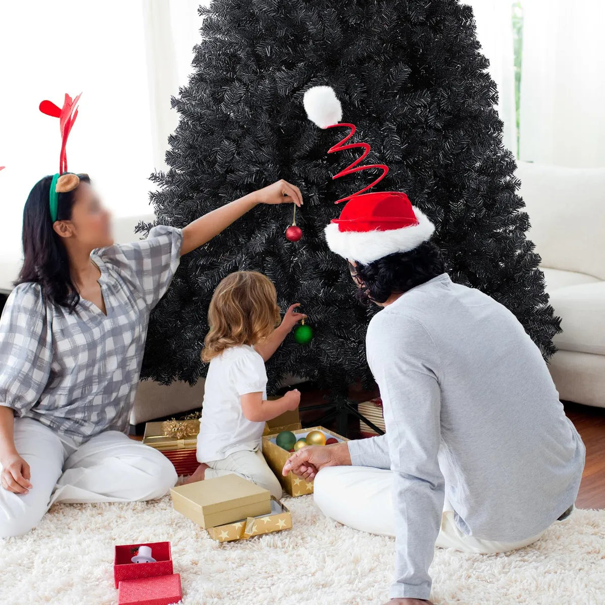 Yaheetech - Arbol De Pino Artificial De Halloween Negro De 6