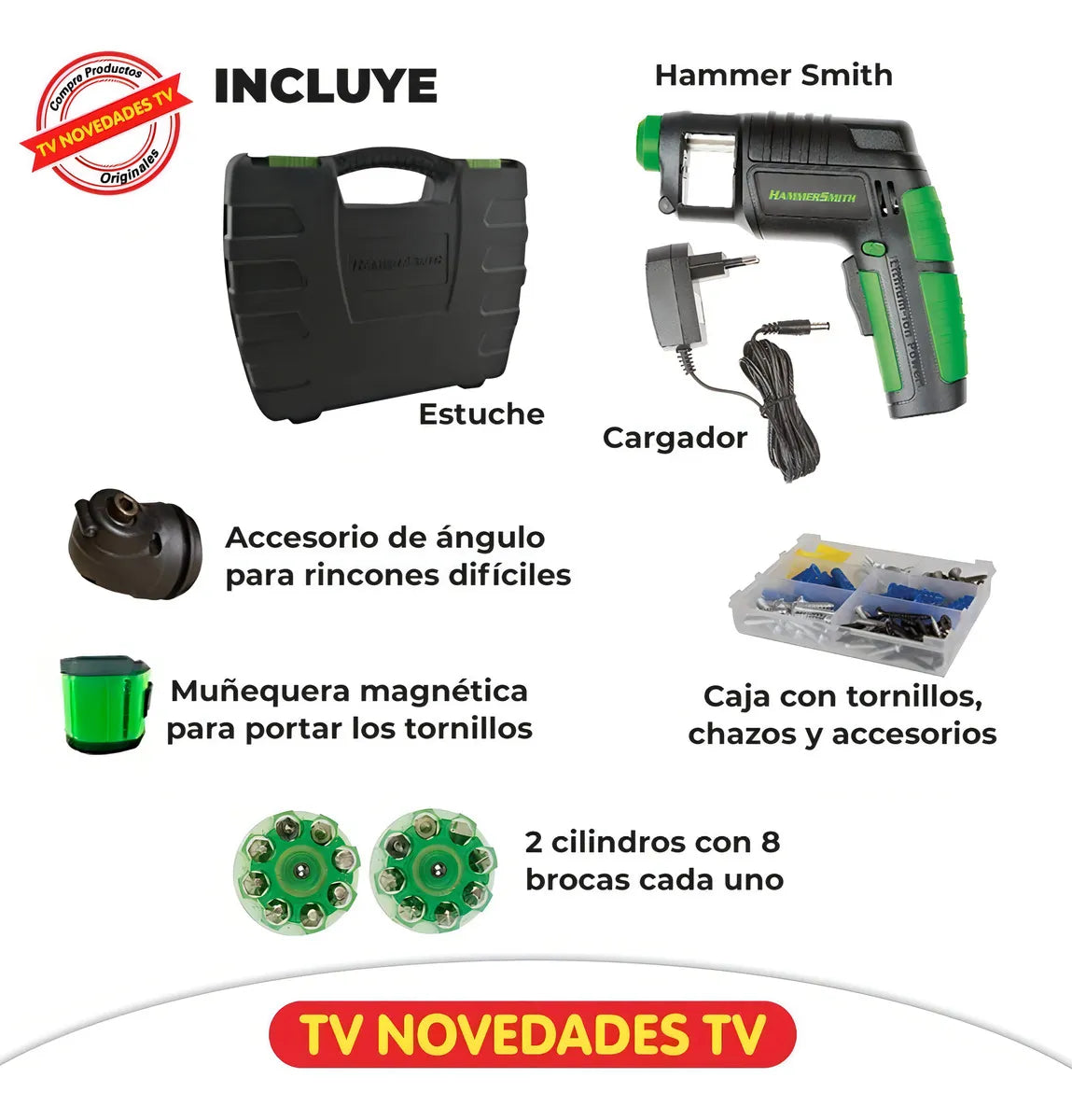 Taladro Destornillador Eléctrico E Inalámbrico Hammersmith Color Negro 100V 240V 6V