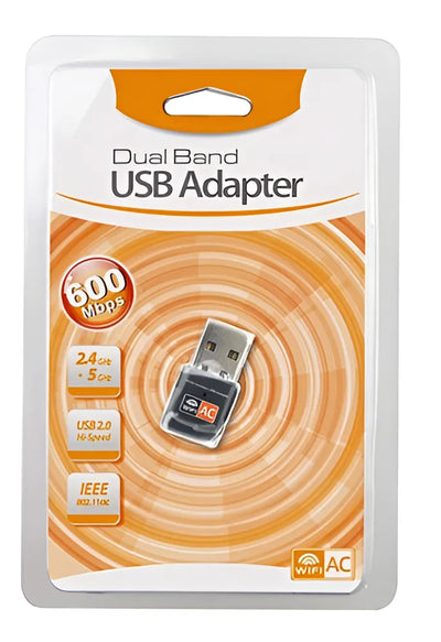 Adaptador WiFi de doble banda 2.4/ 5 GHz, 600 Mbps, inalámbrico AC 5g