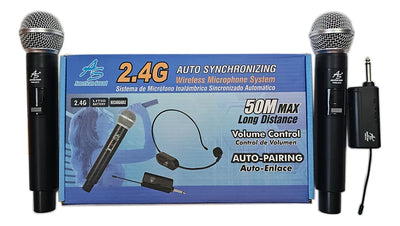 Microfono Inalambrico 2doble Receptor Plug American Sound Color Negro