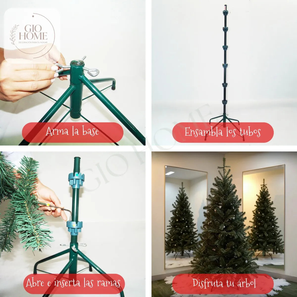 Arbol De Navidad Siberiano 2.00m 358 Puntas Gio Home Pino Navideño Look Natural Base Metalica Artificial Para Decoracion Con Bolas Adornos Extension Cintas Bombillos Botas Campanas Luces Estrella Noel