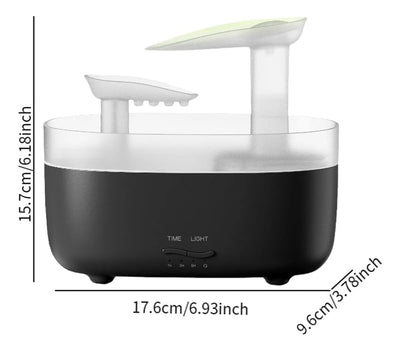 Humidificador De Aromas Cascada Vapor Luz Led + Esencia Negro