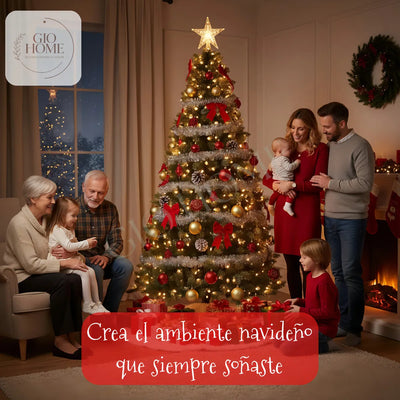 Arbol De Navidad Noruega 2.25m 592 Puntas Gio Home Pino Navideño Look Natural Base Metalica Artificial Para Decoracion Con Bolas Adornos Extensiones Cintas Bombillos Botas Campanas Luces Estrella Noel