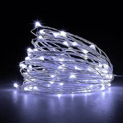 Luces Extensión Micro Led Alambre 100 Leds 10 Metros Blanco