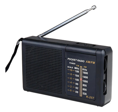 Radio Portatil Mini Am Fm Parlante Auriculares A Pilas Color Negro