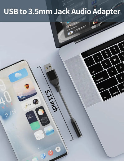 Adaptador De Audio Usb A Conector De 0.138 In, Tarjeta De So