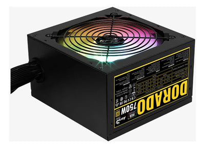 Fuente De Poder Gamer Aerocool Dorado 750w 80 Gold Argb Color Negro