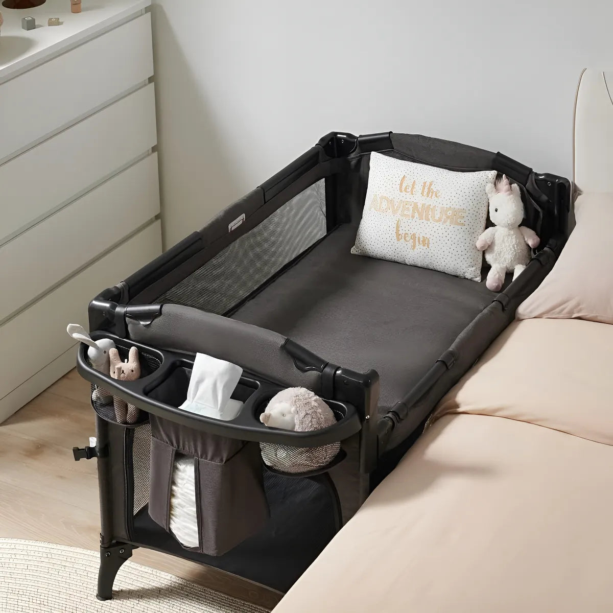 Cuna 4 En 1 Para Bebé Con Cambiador Y Moisés Bedside
