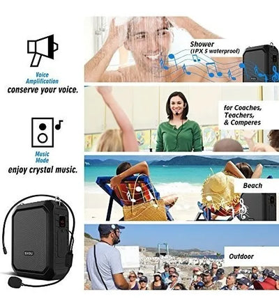 Shidu Amplificador De Voz Con Bluetooth 18 W Con Microfono C Black