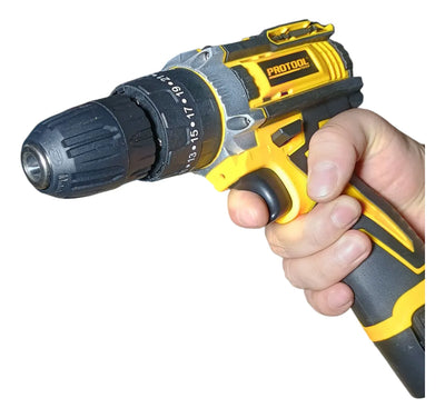 Taladro Percutor Atornillador Inalámbrico 3/8 + Accesorios - Amarillo - 50 Hz / 60 Hz