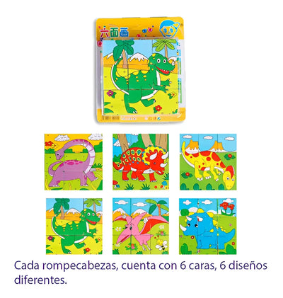 Rompecabezas 3D Madera Otra Marca 6 Caras Dibujos Animados 9 Piezas