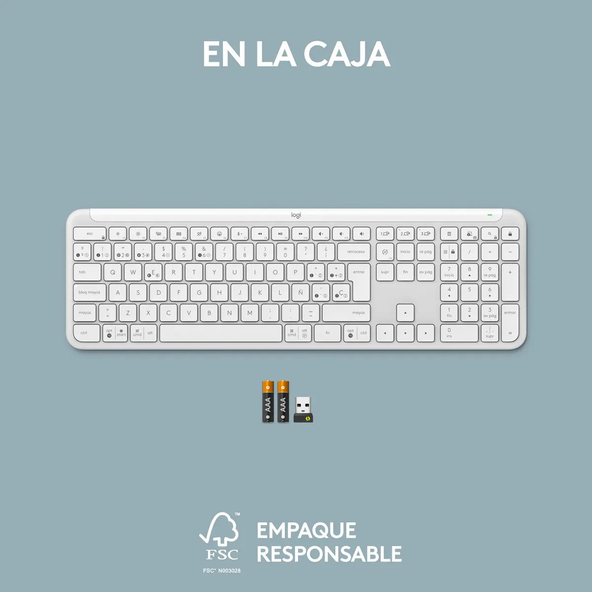 Logitech Signature Slim K950, Teclado Bluetooth / Bolt, Wht Teclado Blanco Idioma Español Latinoamérica