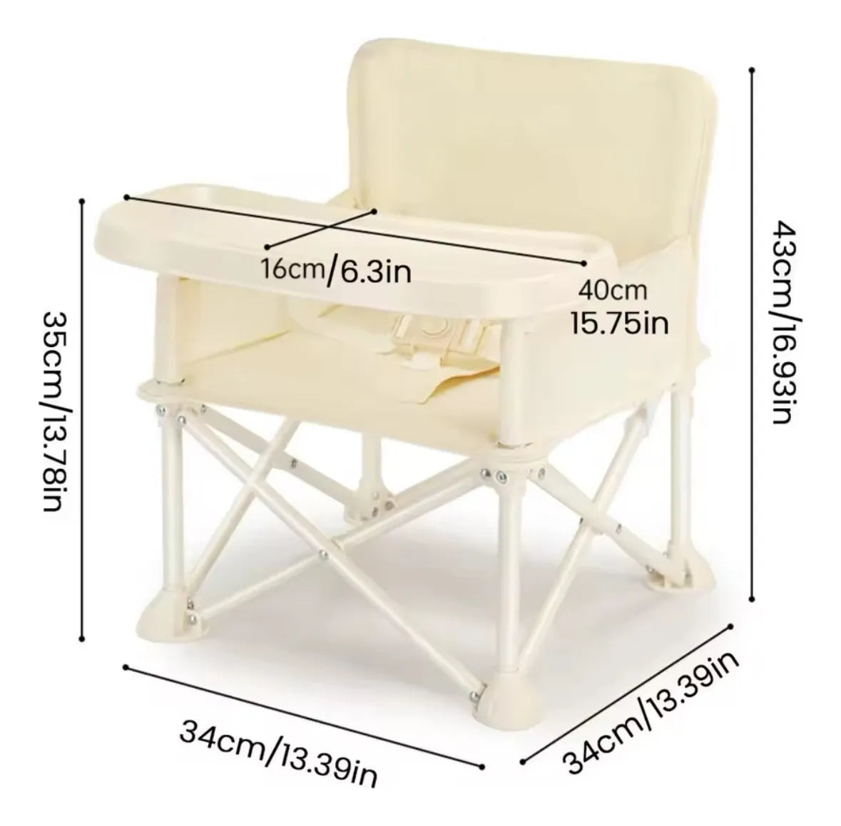 Silla Plegable Para Bebe Portatil Con Bandeja - Comedor Silla Bebe Beige
