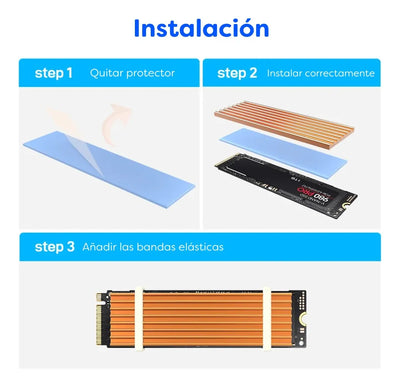 Kit Disipador M2 Aluminio Con Thermal Pad Memoria Nvme M.2