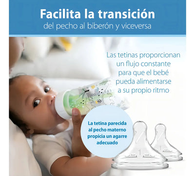 Tetero Dr Brown Boca Ancha 9 Oz Nivel 1 Decorado Oceano Color Rosa Pálido