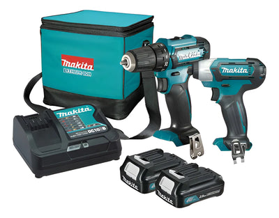 Combo Taladro Percutor 3/8 + Atornillador 12v Clx228 Makita Verde 60