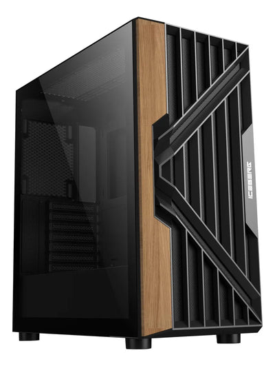 Gabinete Gamer Iceberg Wood Vector 7 Ventiladores Argb Color Negro
