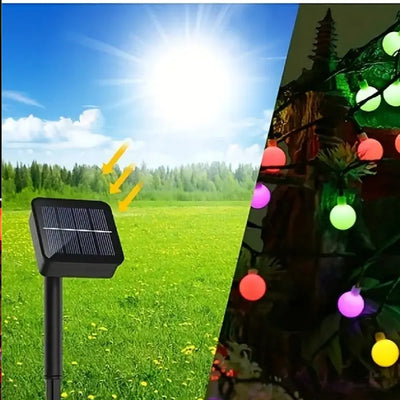Luces Navideñas 5 Metros Panel Solar Rgb Secuencial Decora