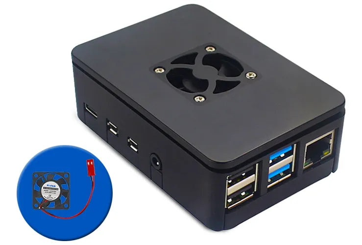Caja O Case Para Raspberry Pi 4 B Negro Con Ventilador