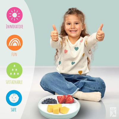Platos Divididos De Porcelana Para Niños 17 Cm Antideslizant