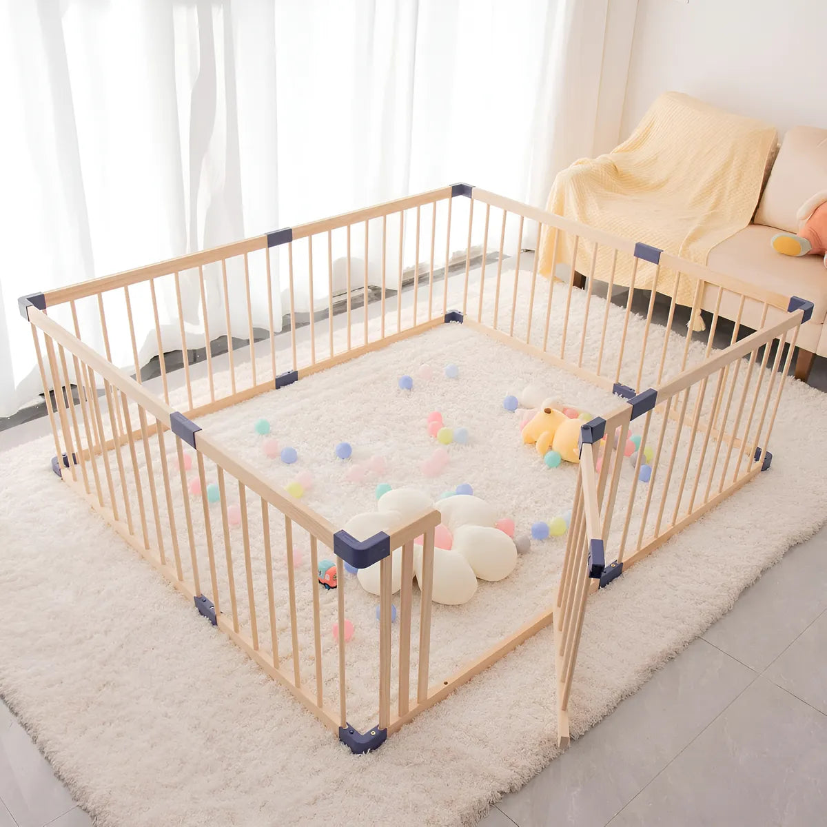 Parque Infantil De Madera Ultra Seguro Con Puerta