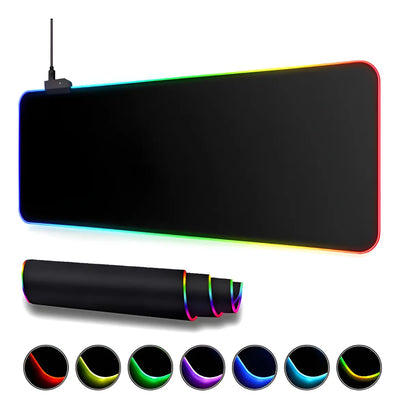 Pad Mouse Gamer Rgb Xxl Luminoso Led 80*30 Cm Antideslizante Negro