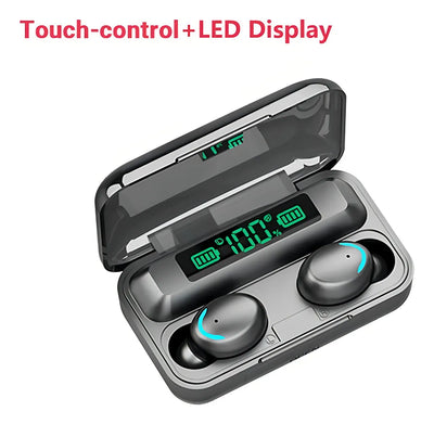 Audifonos Bluetooth Inalambricos Tactiles Led Tws F9-5 Color Negro