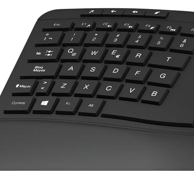 Teclado Klip Xtreme Transcend Wireless Ergonómico - Kbk-530s Color Del Teclado Negro