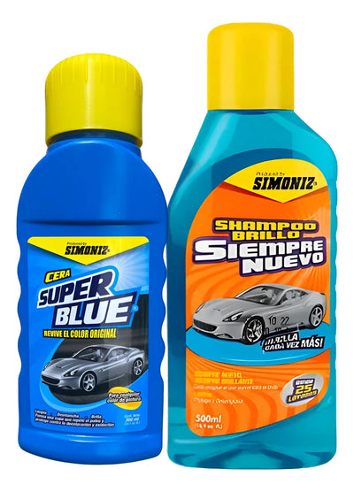Shampoo Brillo Simoniz Siempre Nuevo 500ml Y Cera Superblue