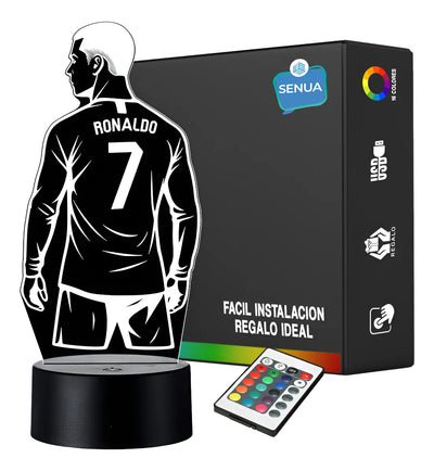 Lámpara De Noche Led Cristiano Ronaldo Cr7 Holograma Regalo - Negra