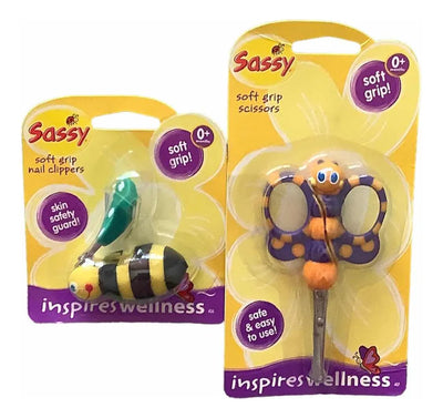 Cortauñas Abejita Y Tijeritas Mariposita Bebe Y Niños Set Amarillo Y Negro