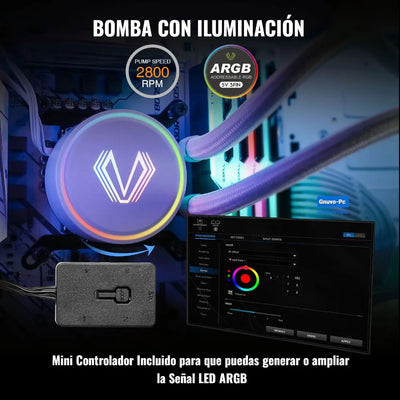Enfriamiento Liquido Pc 240 Mm Argb Lga 1700 Am5 1200 Blanco