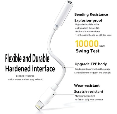 Adaptador Auriculares Para iPhone Lighting A 3.5mm Color Blanco