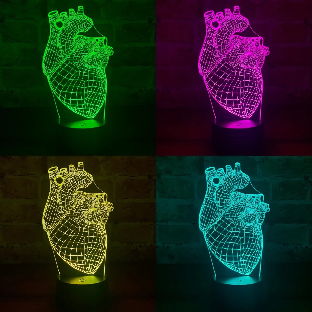 Lámpara Led 3d Corazón Humano Anatómico Decoración Regalo - Negra