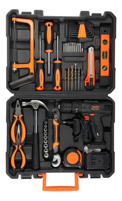 Kit Taladro Percutor Inal 3/8-pulg 12v 44 Accesorios Bauker Negro 0
