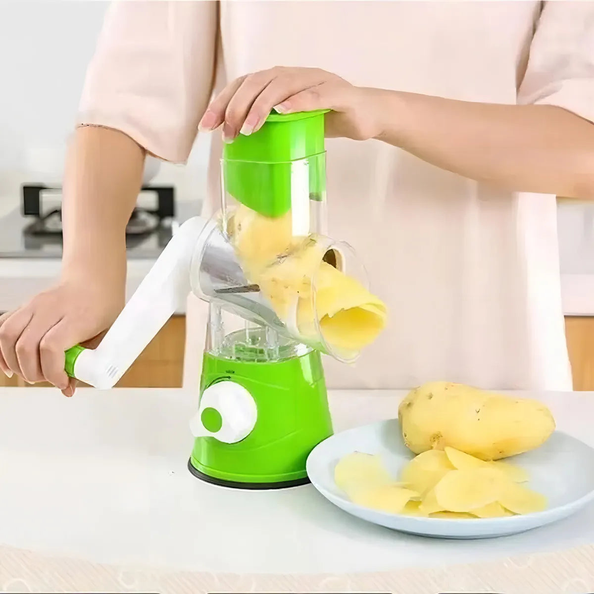 Cortador de verduras 3 en 1 de acero inoxidable y rallador de mesa