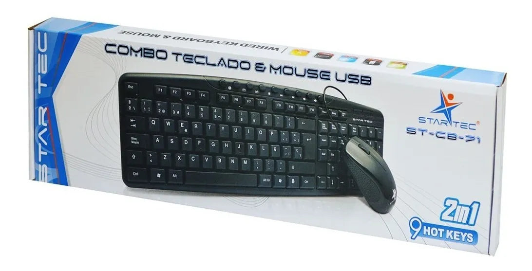 Combo Star Tec Mouse + Teclado St-cb-71 Usb Color del mouse Negro Color del teclado Negro