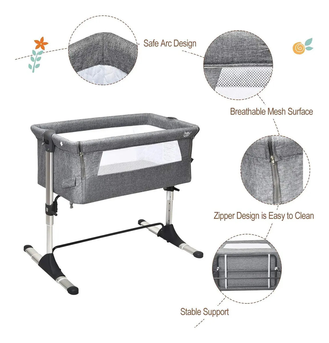 Cuna Portátil De Viaje Para Bebé Con Colchón Desmontable