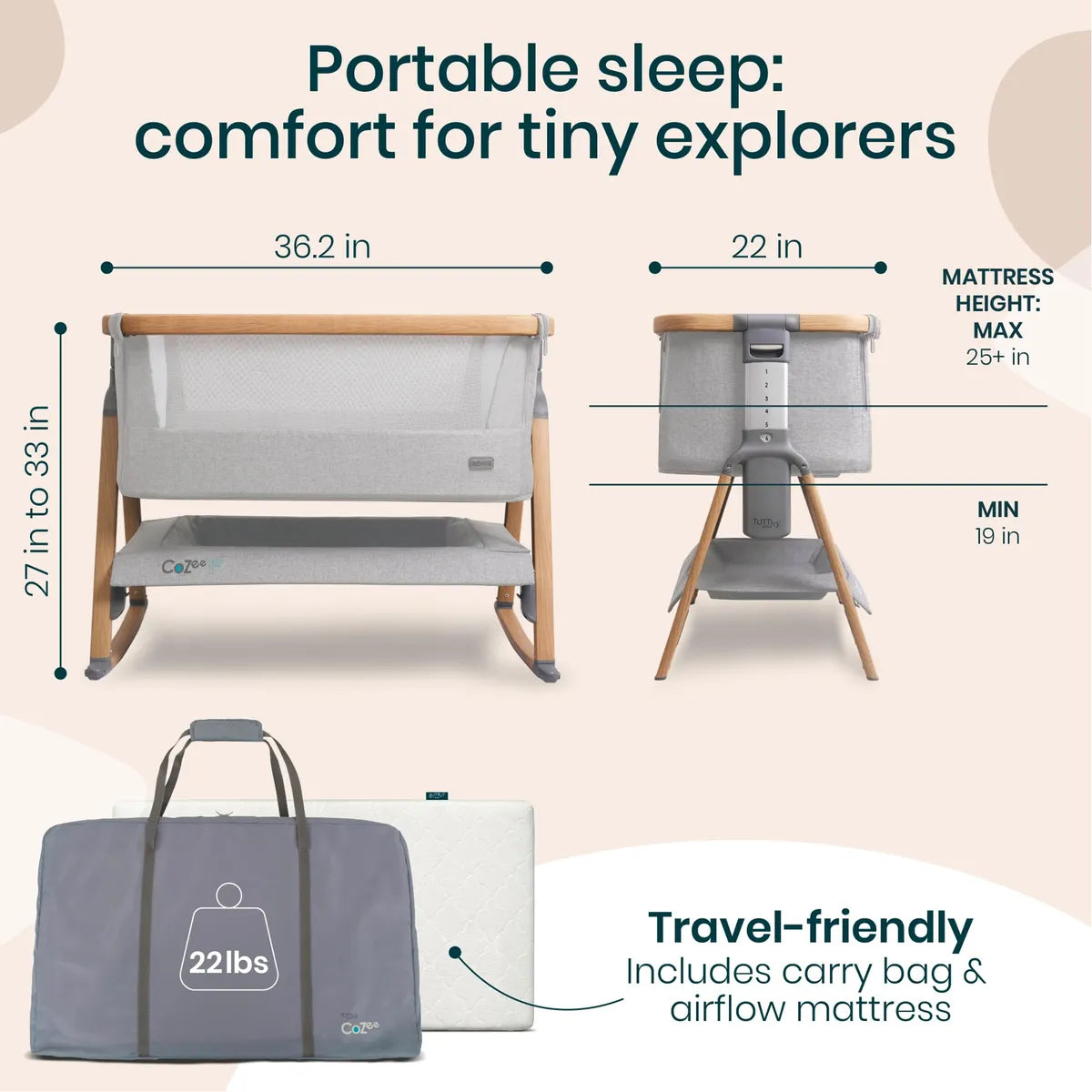 Moisés Air Para Bebé Plegable Con Colchón 0-6 Meses Plateado
