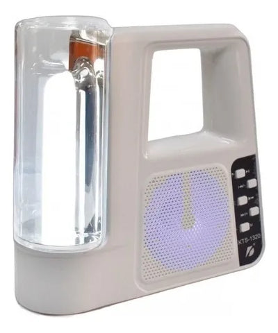 Parlante Linterna Bluetooth Recargable Radio Fm Usb Memoria Color Blanco