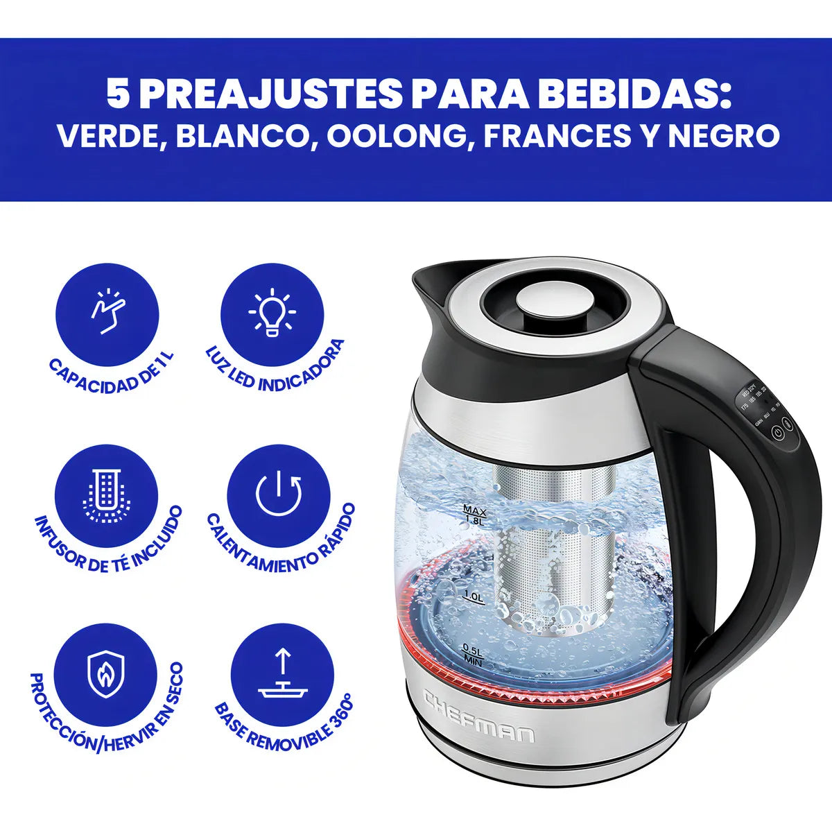 Lava Electrica Chefman Rj11-17-cti-rl 1.8 L Inox