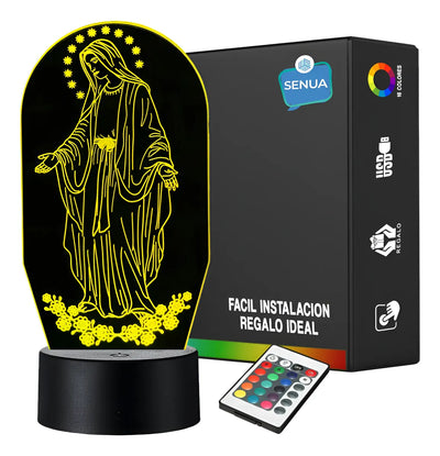 Lámpara Led Virgen Milagrosa Holograma Decoración Regalo Negra