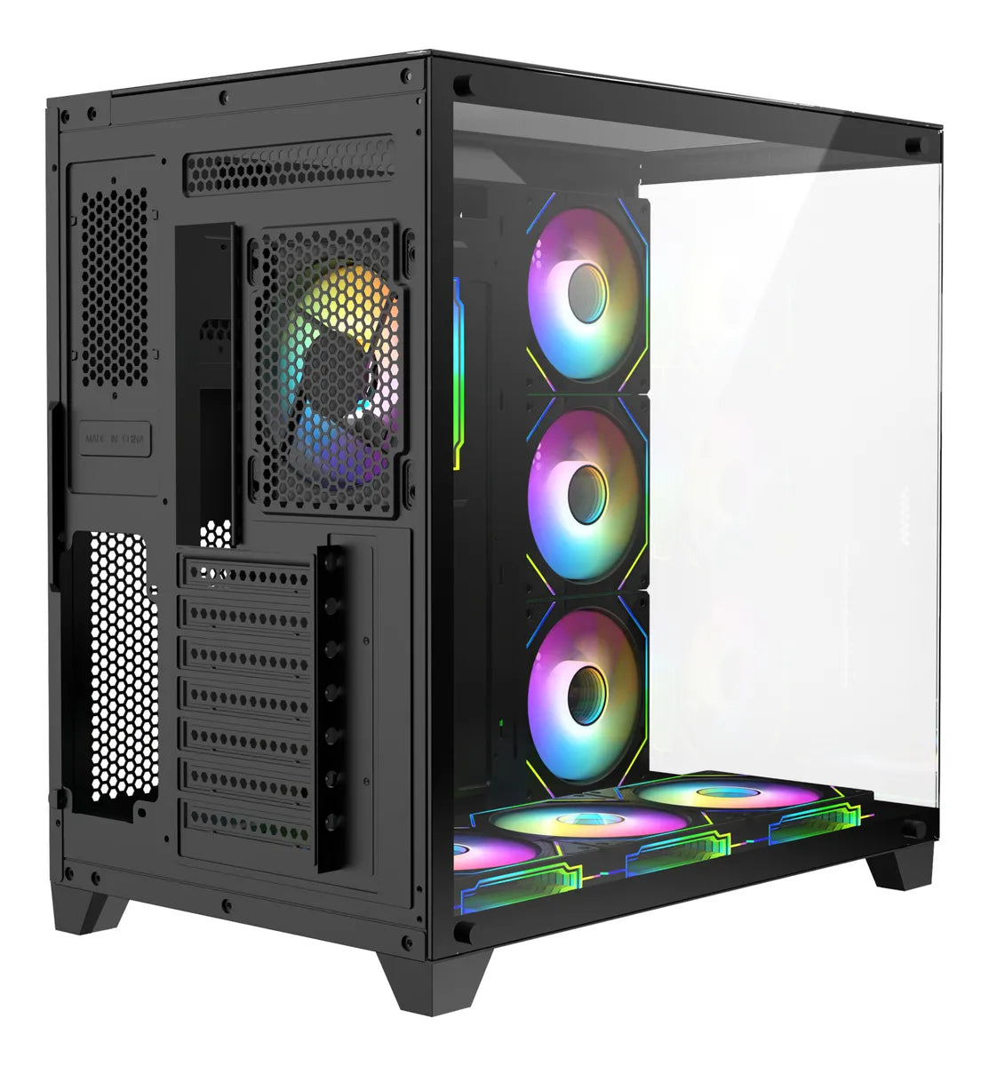 Gabinete Gamer Iceberg Atx Crystal Cube Xl Negra 7 Fans Argb Negro