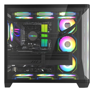 Gabinete Gamer Iceberg Crystal Wave L 7 Fans Negro